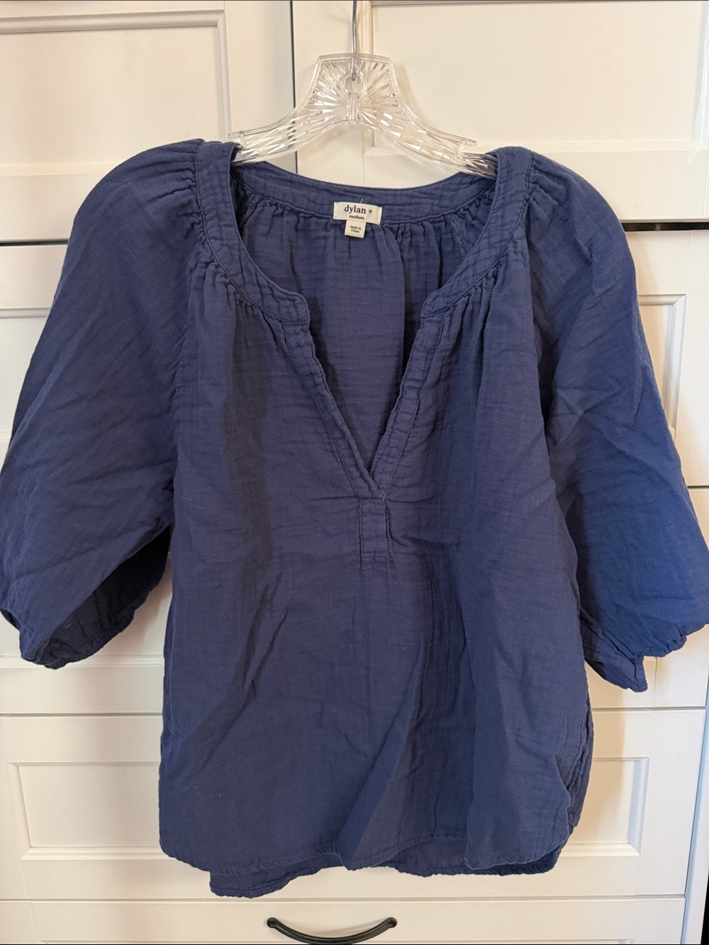dylan navy gauze V-neck tunic